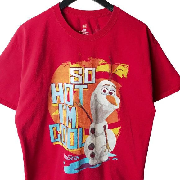 Disney Tops - Disney Frozen Olaf So Hot I'm Cool T Shirt Red XL Extra Large Cartoon Solid Logo